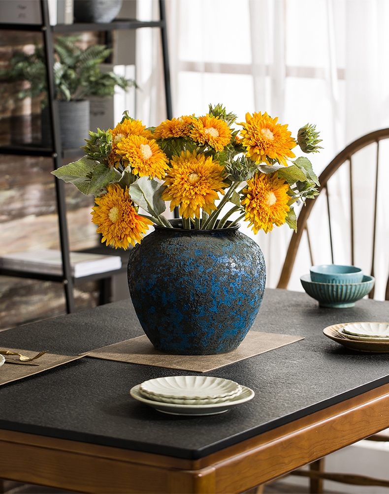 Simulation sunflower sunflower sunflower bouquet vase furnishing articles sitting room table dry flower arranging flowers, artificial flowers, flower art ceramics