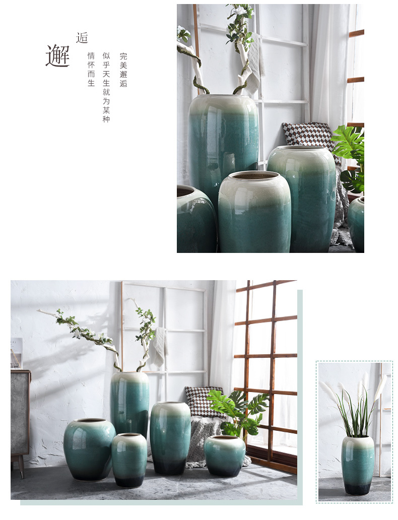 The modern living room flower arranging dried flowers of jingdezhen ceramic vase landed large villa hotel TV ark, furnishing articles