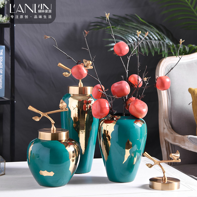 New Chinese style ceramic blackish green, floret bottle furnishing articles European style living room table vase dried flower flower implement home decoration