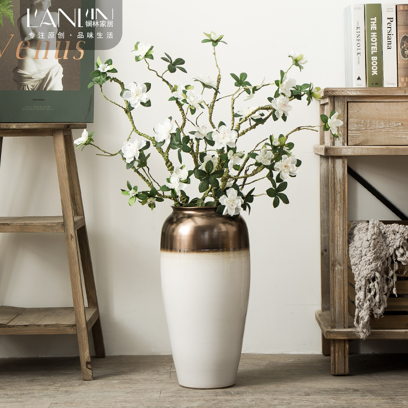Jingdezhen ceramic vase landing, the sitting room porch decorate place large Nordic hotel villa dry flower decoration