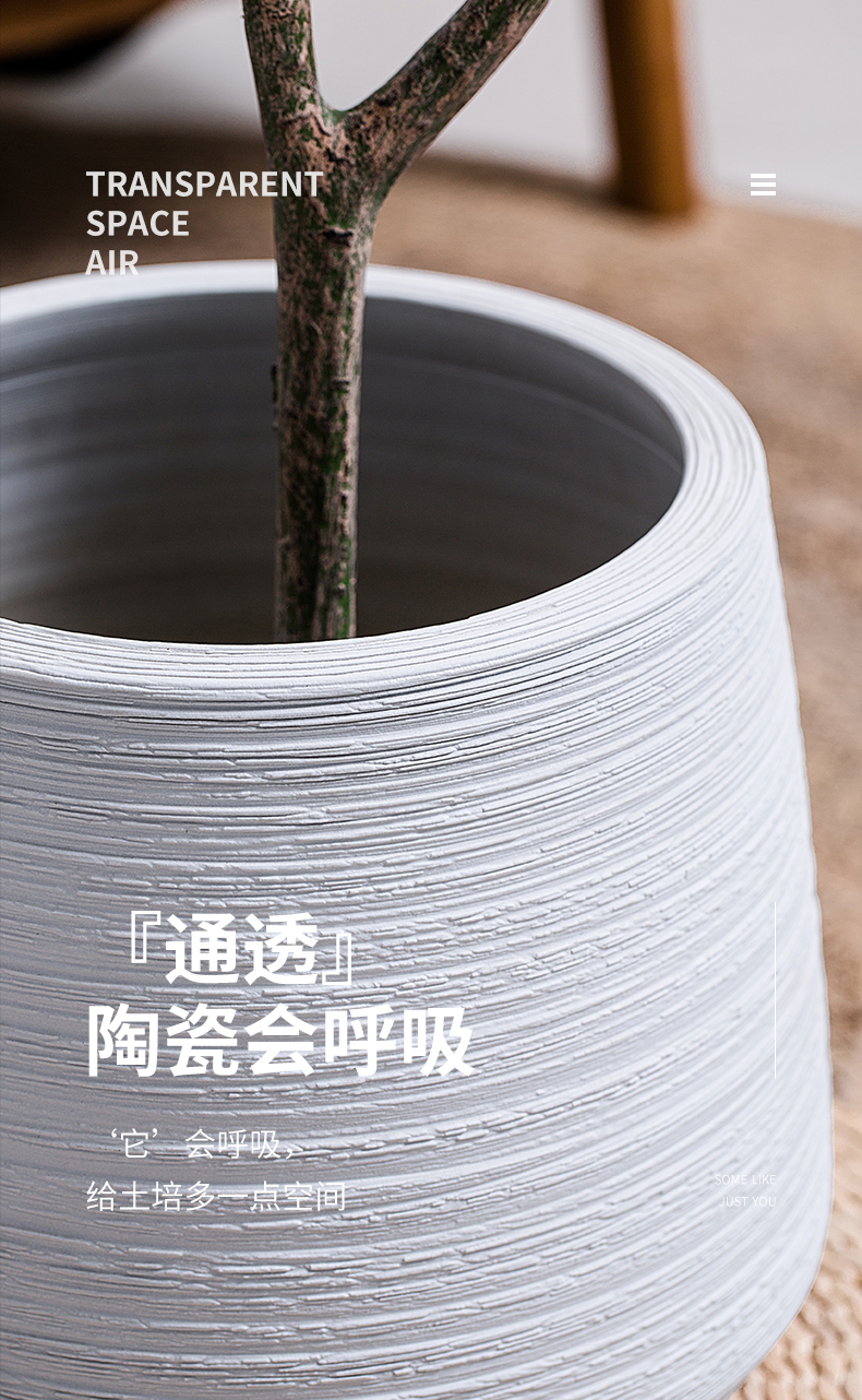 Large diameter fleshy white ceramic flower pot Nordic contracted style hydroponic sitting room ground jingdezhen vase bag in the mail