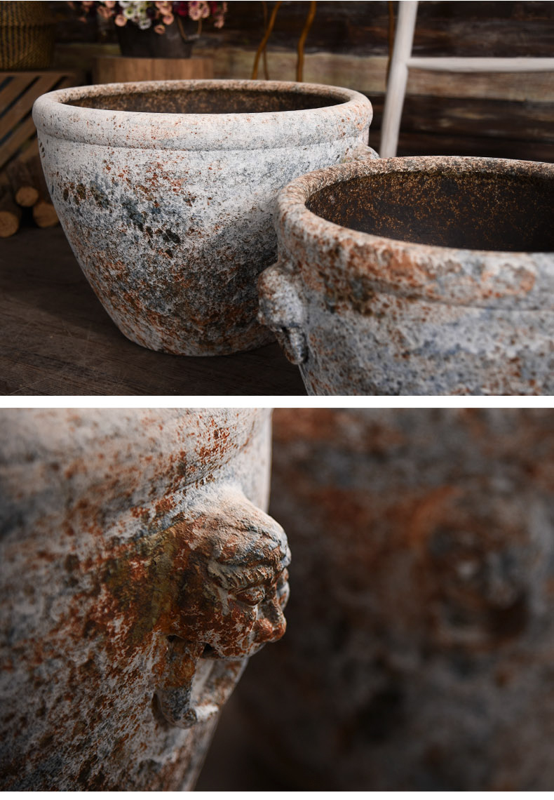 Ceramic antique VAT coarse pottery checking out the head of the big flowerpot tank floor furnishing articles courtyard garden bucket basin to plant trees