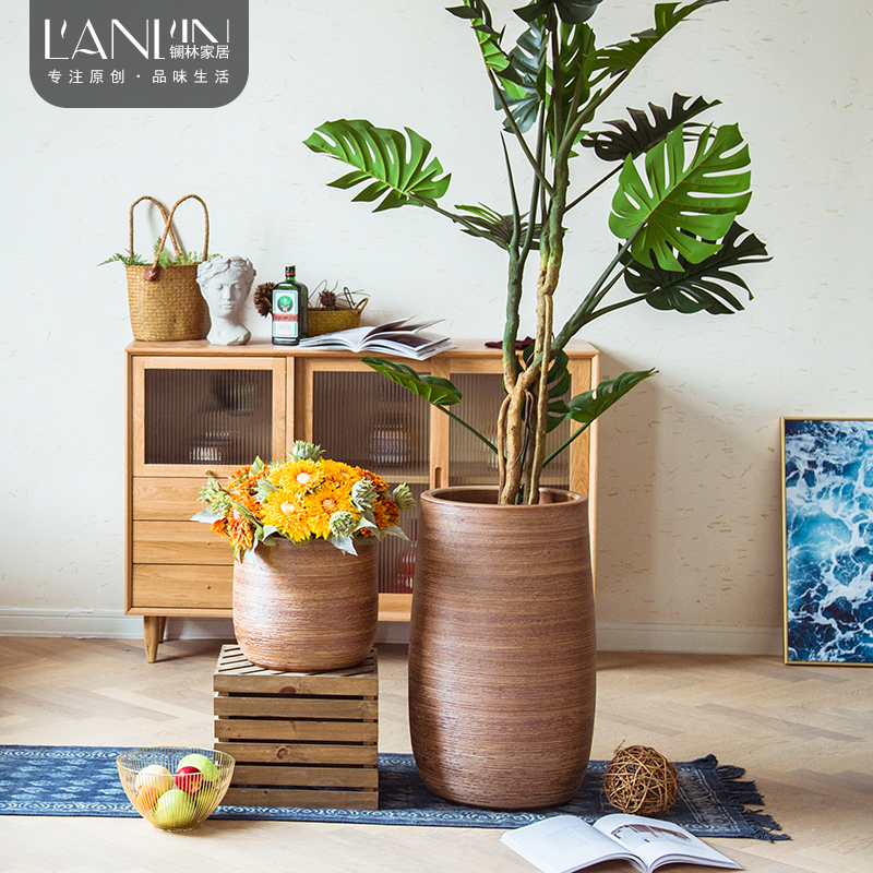 Ground vase decoration flower arranging furnishing articles Nordic contracted creative home sitting room green plant large clearance of ceramic flower POTS