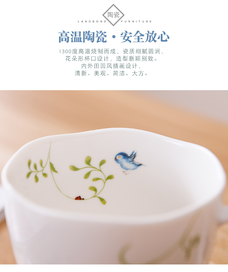 Creative mugs ceramic coffee cup northern rural wind water cup household flower tea cup cup of office