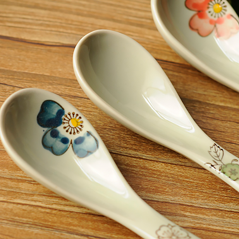 Creative ceramic spoon, Chinese wind spoon, spoon, spoon, run rice meal spoon, spoon, under the glaze color process