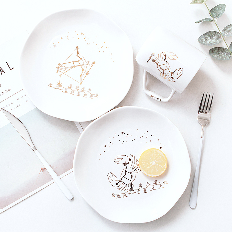 The zodiac steak plate plate household ceramics tableware Nordic plates breakfast tray was shing new western food dishes