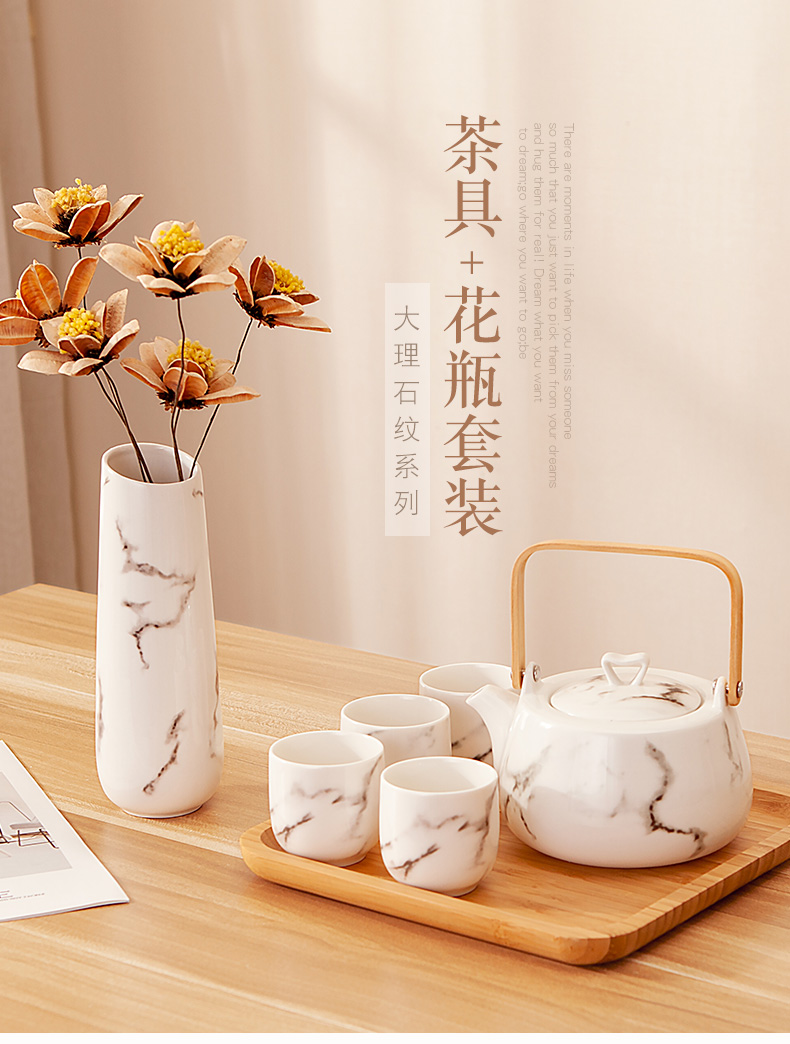 Japanese household kung fu tea sets suit ceramic water with the sitting room the teapot teacup kettle of water glass tea table