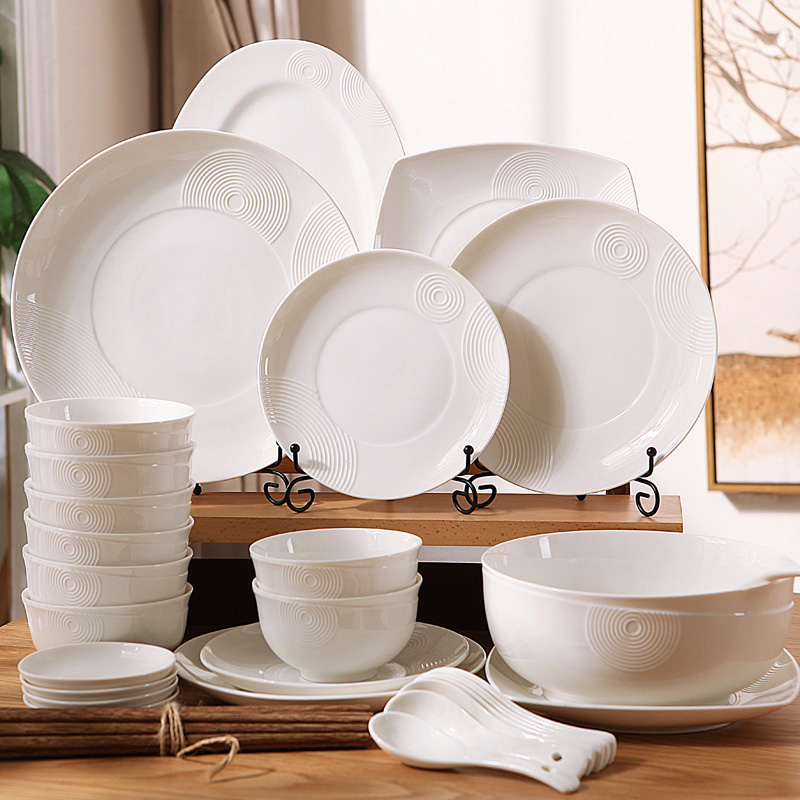 Tableware suit dishes of household ceramic dishes suit rice bowl of the big rainbow such as bowl bowl sheng new flat fish dish