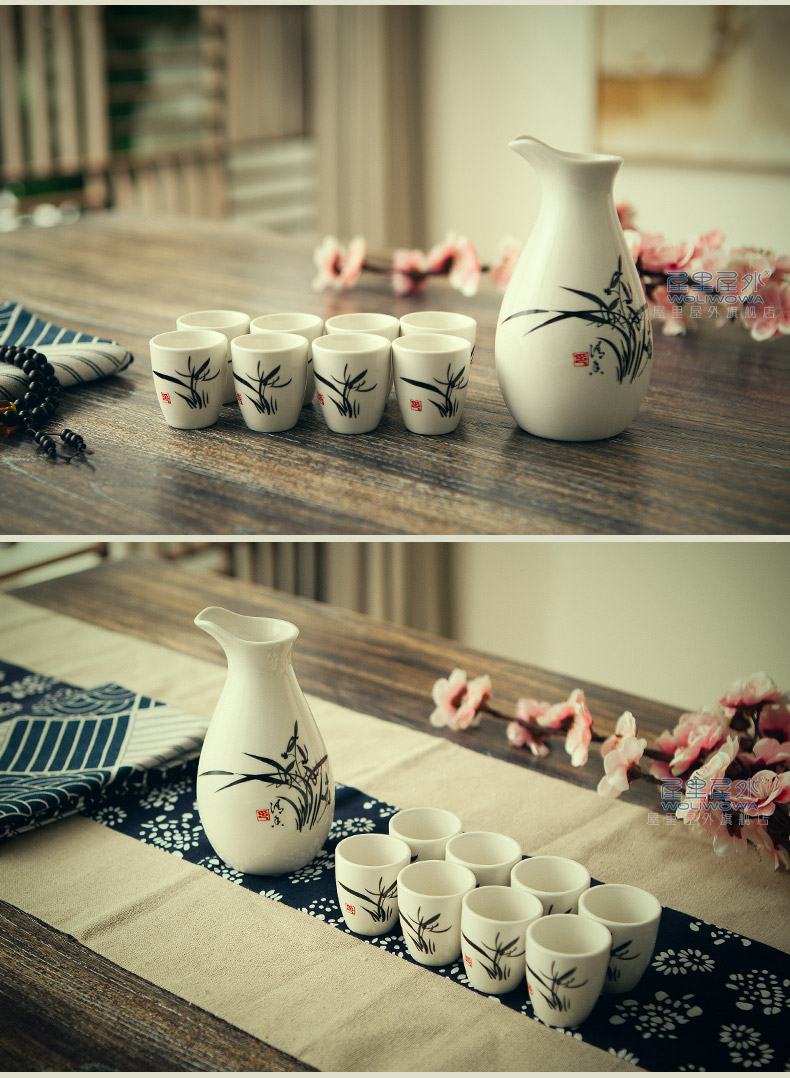 Hộ gia đình Nhật Bản phong cách ly rượu vang trắng và sứ trắng bình gốm tách rượu vang vàng một tách rượu mạnh bộ ly rượu - Rượu vang ly rượu vang cao cấp