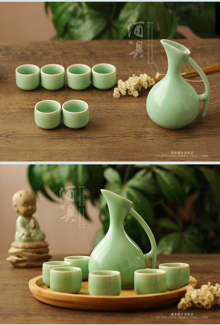 Rượu vang sáng tạo bộ rượu vang trắng thủy tinh gốm đặt nhà rượu vang bình rượu vang vàng rượu sake nhỏ hầm rượu - Rượu vang giá để rượu độc đáo