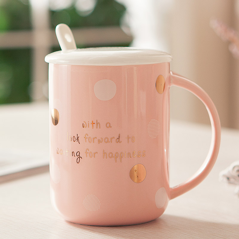 Mark cup with cover han edition ceramic cup small spoon, coffee cup fresh couples office glass tea cup