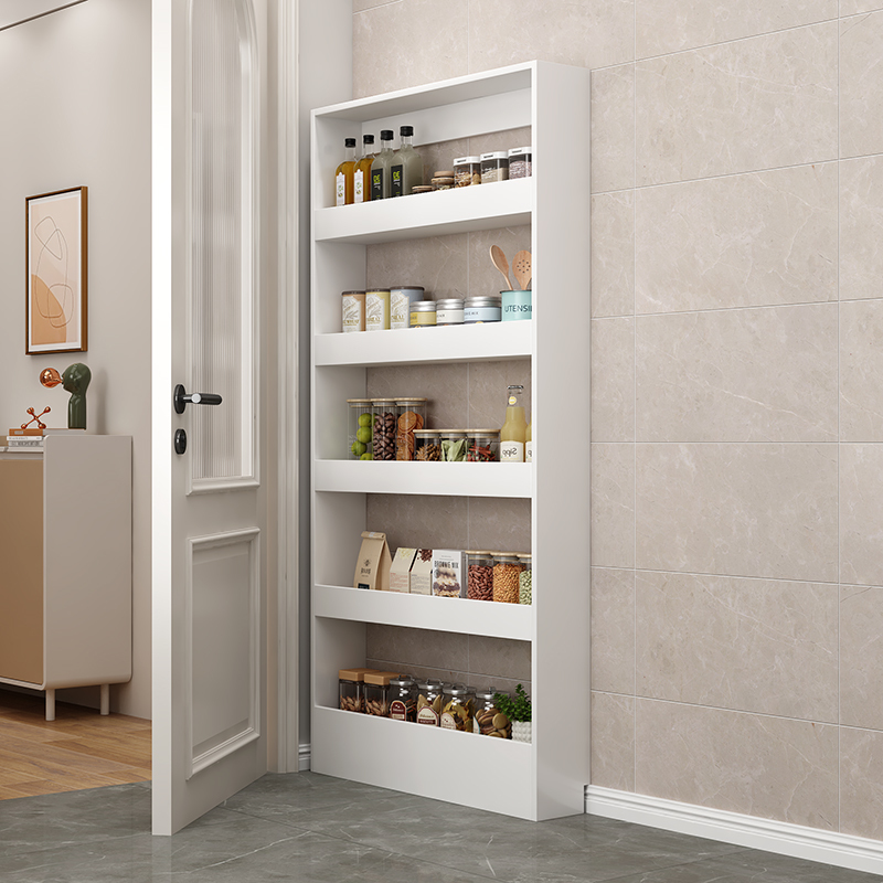 Solid Wood Bookshelf Behind the Door, Ultra-Thin Narrow Bookcase Behind the Door, Simple Floor-Standing Cabinet, Gap Storage Rack Cabinet