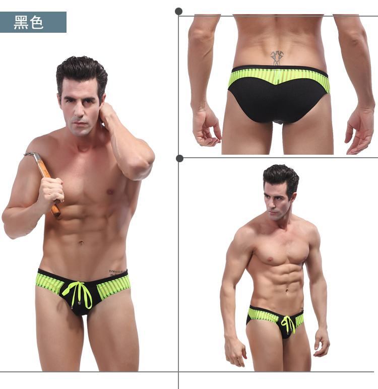 Quần bơi tam giác kích thích thắt lưng thấp thắt lưng nam với nylon quan hệ tình dục màu lưới gợi cảm phù hợp với quần bơi nam bó sát - Nam bơi đầm quần tắm nam