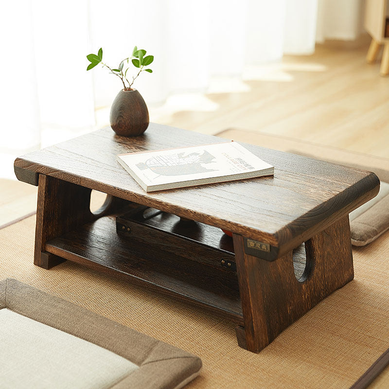 Kang table minimalist Balcony Floating Window Small Tea Table Table Solid Wood Tatami Small Tea Table Day Style Mini Folding and Room Short Table