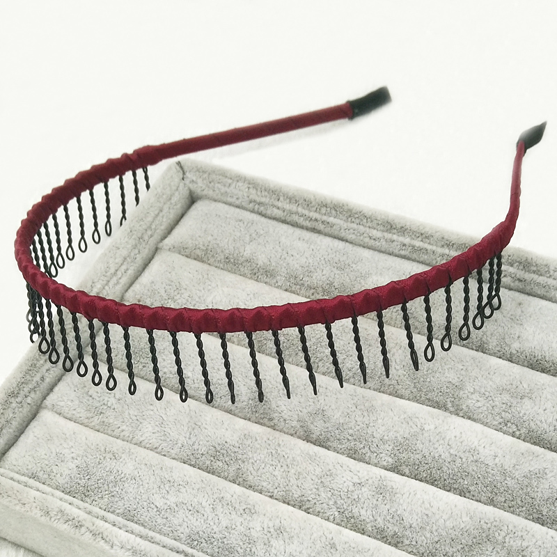 Korean Fabric Headband with Metal Teeth, Non-Slip Thin Headband, Simple Non-Slip Versatile Headband, Bangs Comb Hair Accessory