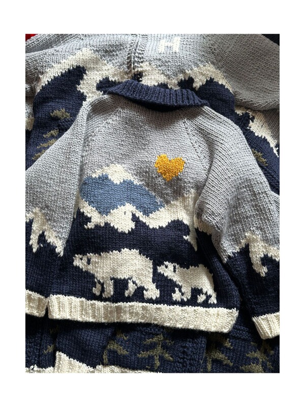 High-Quality 100% Australian Wool Snow Mountain Forest Polar Bear Handmade Thick Sweater Coat Fair Isle Cardigan