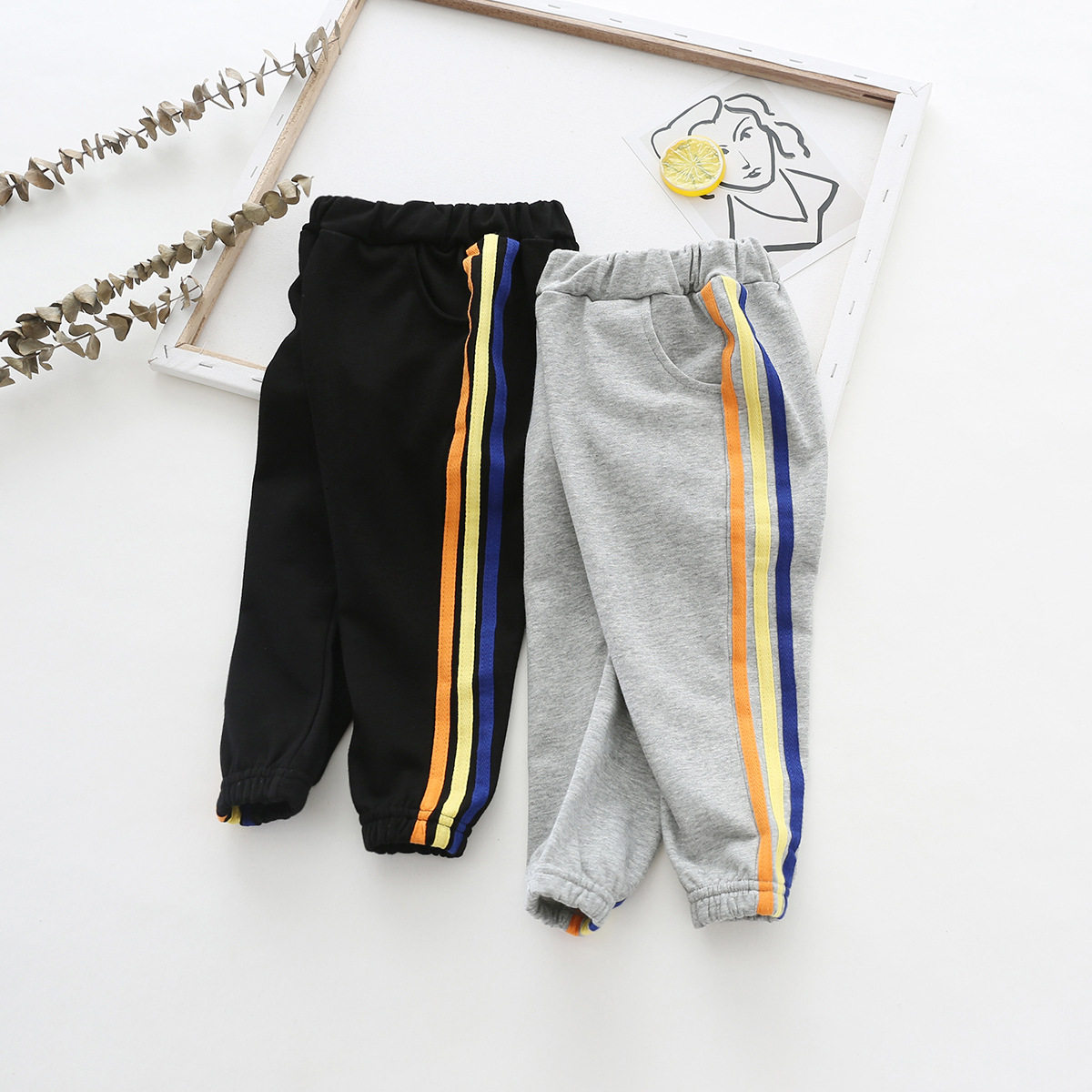 Qingkura Girl Casual Pants Foreign Air Baby Old Daddy Pants Children Loose Sports Pants Boy Guard Pants Spring Autumn-Taobao