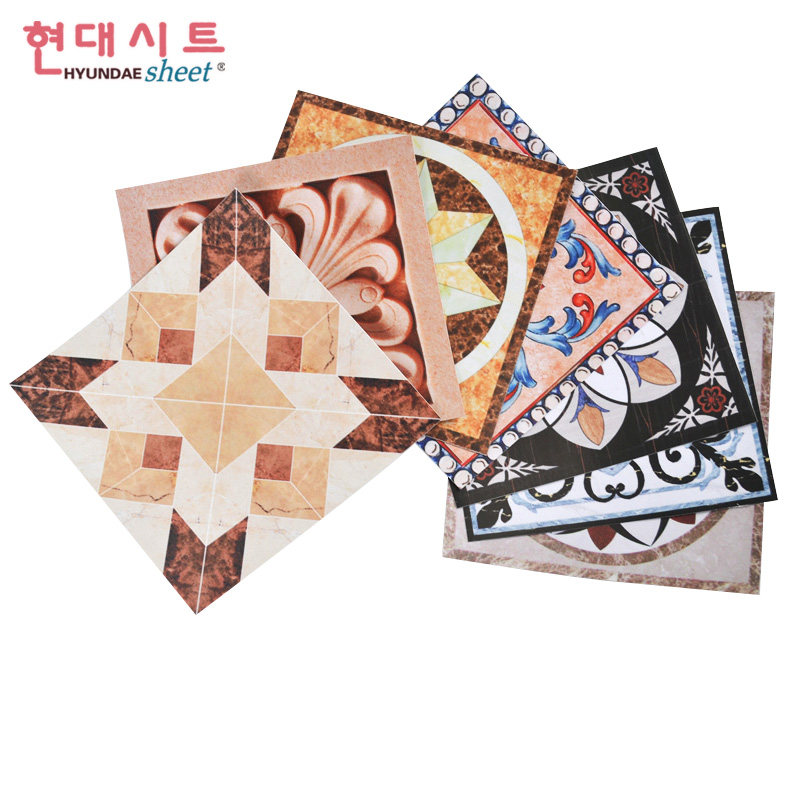 Tile Diagonal Sticker Waterproof Abrasion Resistant Ground Decoration Corner Flower Living-room Bedroom Floor Tiles Diagonally Attached to Flower Self-adhesive