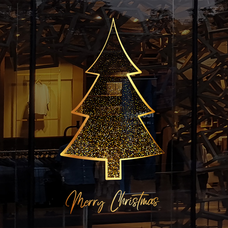 Christmas decorations Christmas glass stickers Electrostatic sticker windows sticker door sticker scenes arranged shop atmosphere Christmas tree-Taobao