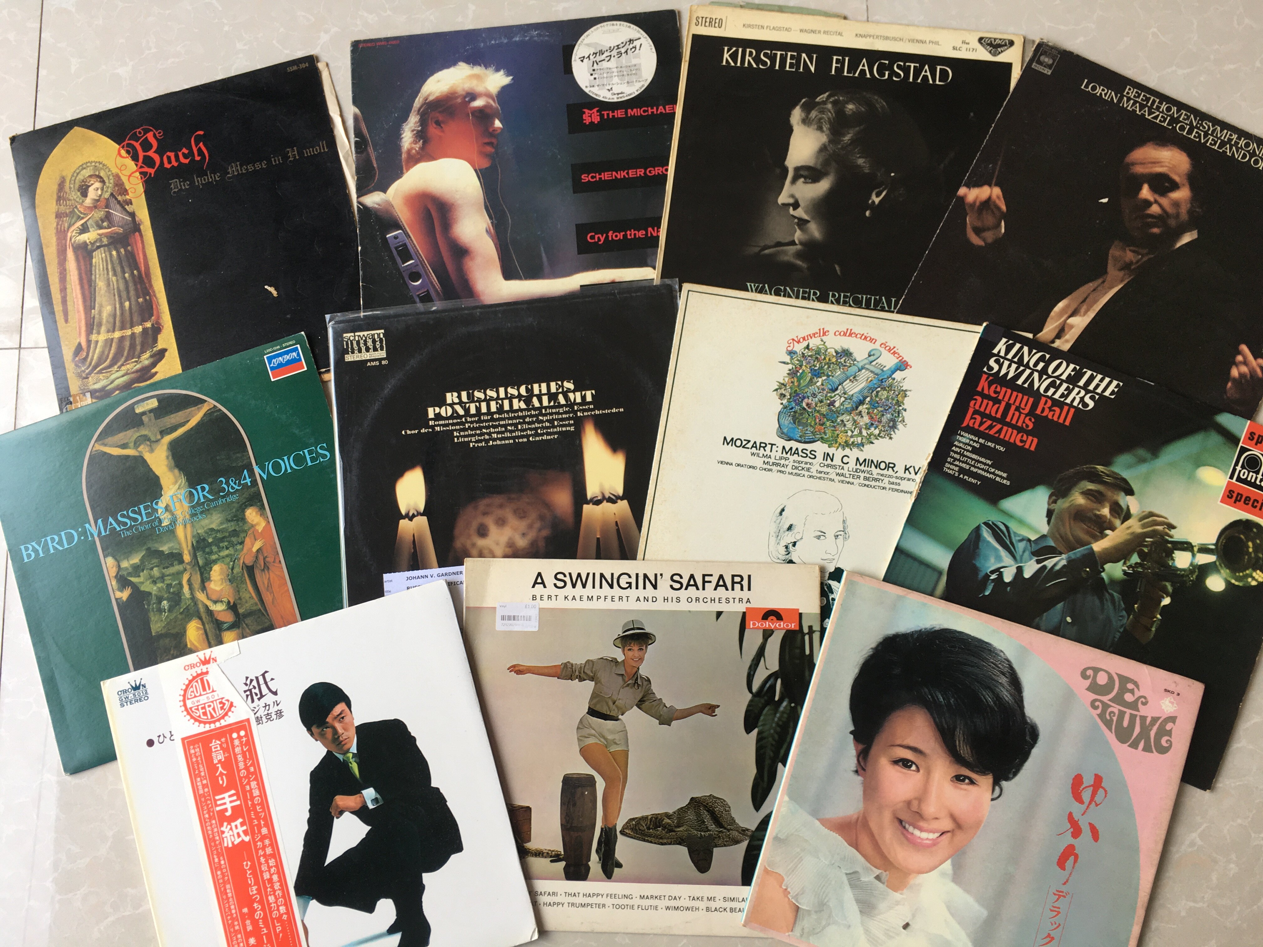 12 A vinyl record, LP, Pop, rock, country, classical, opera, string music, Japanese rap, etc