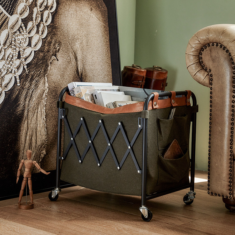 Left ear Home Exit Japan Push-pull Folding Fold Mobile Collection Canvas Na Basket Dirty Clothes Basket Living-room Newspaper Magazine Contained Storage