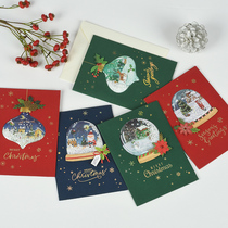 New Christmas Cards Korea Creativity 3d Solid Snow Flowers Color Christmas Day Gifts Blessings Thanksgiving Katong Folding Message Handwritten Diy Small Card Suit With Envelope 2203