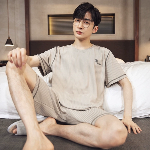 Летняя пижама, шелковый тонкий летний комплект, короткий рукав