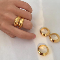 High level Sensation Minimalist lukewarm Wind Irregular Ring Female wide face Small crowddesigner Glossy Ring Ring Ring