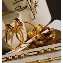 European and American small crowdnet red Savi coves hoop retro size circles metal opening earrings geometric cirque earrings