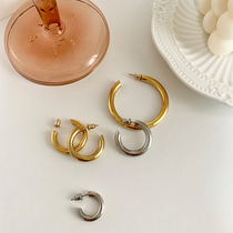 Town Shop Treasure Classic Trendy Retro Port Ethos Personality Solid Glossy Surface Circle Coarse Circle Earrings Superior Feel