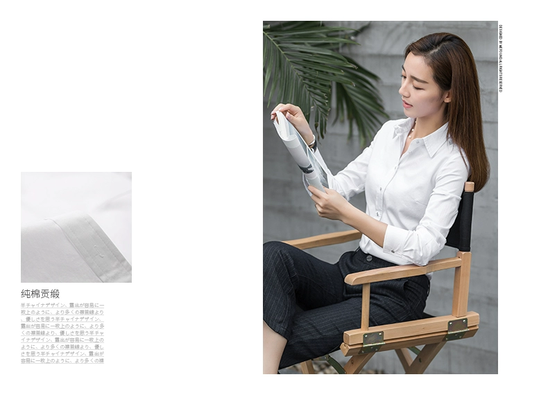 Áo sơ mi trắng tinh khiết nữ cotton cotton 2019 xuân mới dành cho nữ phiên bản Hàn Quốc nơi công sở áo sơ mi ol slim đáy