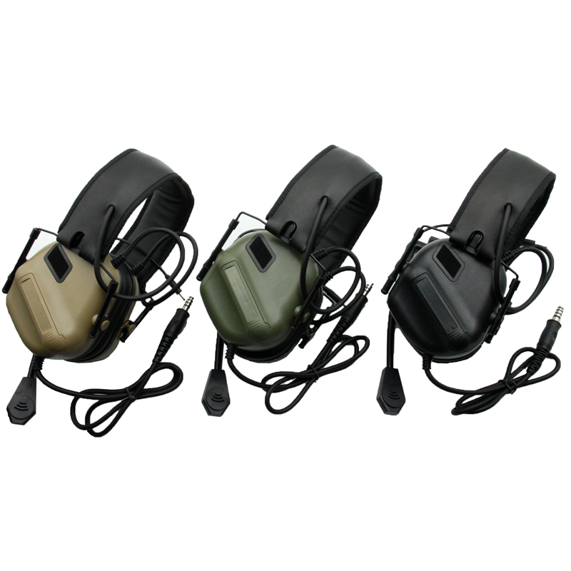 Outdoor military fans use electronic communication tactical headsets to reduce noise with non-pickup