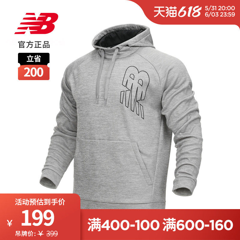New Balance NB Official Male Lianhood splicing thick T-shirt headshirt with pocket AMT13021