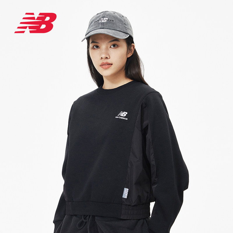 New Balance NB Official Women's Round Collar Splicing-up Comfortable 100 Lapped Thick Cotton TAWT13337