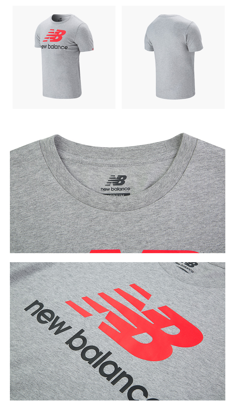 Số dư mới NB Nam vòng cổ ngắn tay áo T-Shirt thể thao mặc AMT73587 áo ba lỗ tập gym