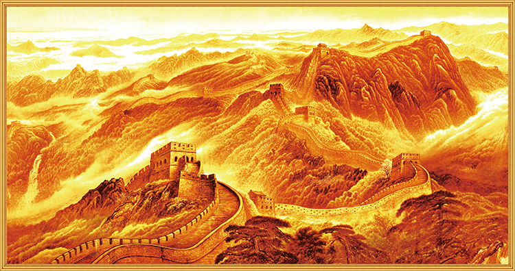 Golden Great Wall background picture Fengshui painting decorative painting can be customized size can be customized photo frame multi-picture optional