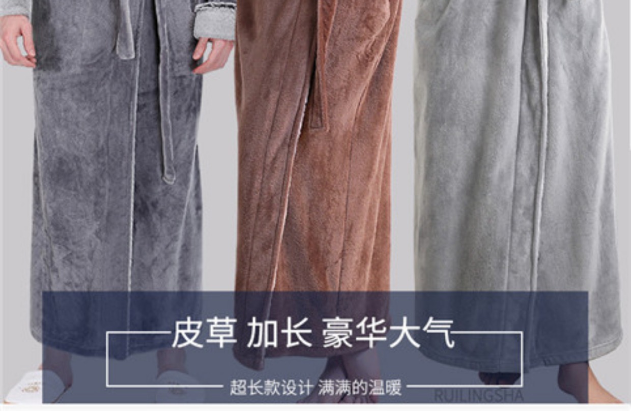 Áo ngủ nữ mùa thu và mùa đông san hô nhung dày cộng với phân dài cộng với phân bón XL 200 bảng đôi áo choàng nam siêu dài váy ngủ gợi cảm
