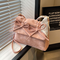 Sac rose à nœud doux pour femmes sac à bandoulière tendance grande capacité fourre-tout pour étudiantes nouvelle collection 2024