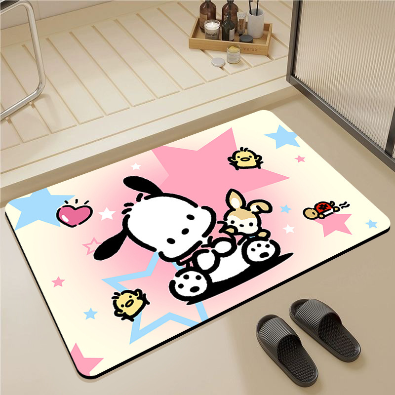 Cute Diatomaceous Earth Absorbent Mat Bathroom Floor Mat Shower Room Toilet Carpet Stain-Resistant Non-Slip Foot Mat