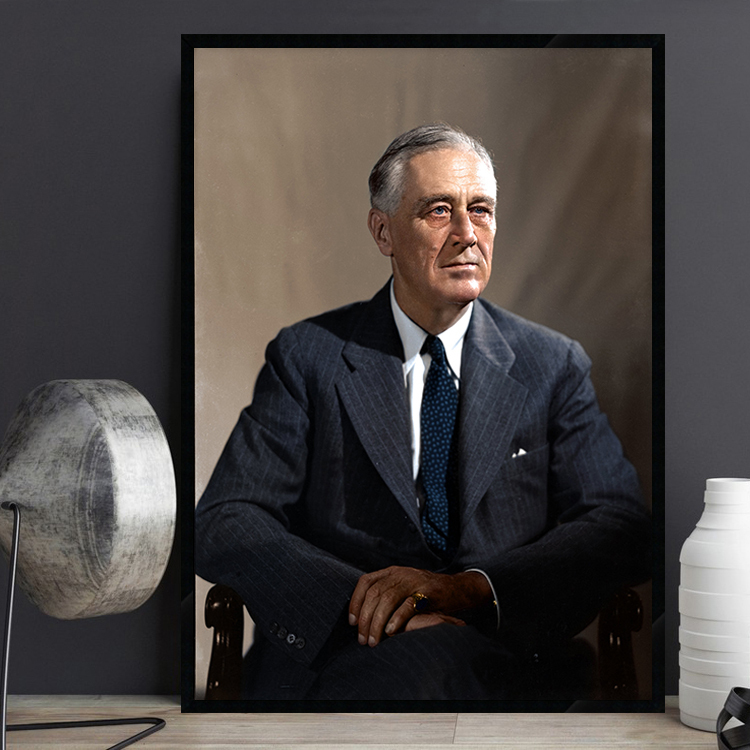 Roosevelt Poster, American President, Great Man, Decorative Painting, Office, Conference Room, Study Room, Mural