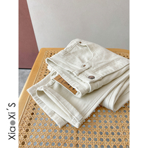 Little Hijijia) white high waist straight cylinder jeans Womens spring autumn season 2022 New conspiculess little sub-smoke tube pants