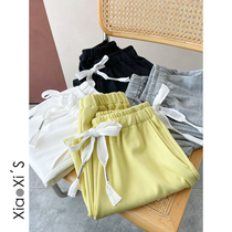 Little Hicks) 2022 Bo Thin Grey Korea Casual Loose Little Fresher THIN DAILY 100 LAP-FOOTED PANTS