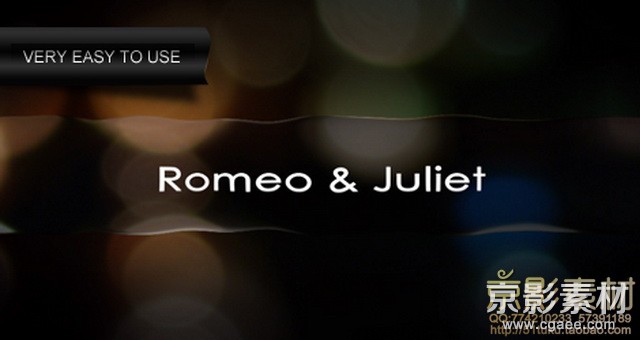 AE模板-梦幻光晕文字特效片头 Romeo & Juliet