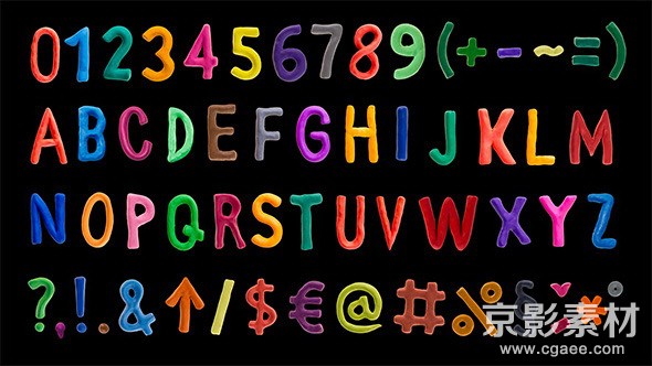 AE模板-彩色动画字母符号动画预设 Clay Alphabet