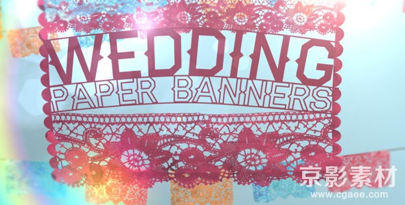 AE模板-唯美剪纸婚礼展示片头 Wedding Paper Banners