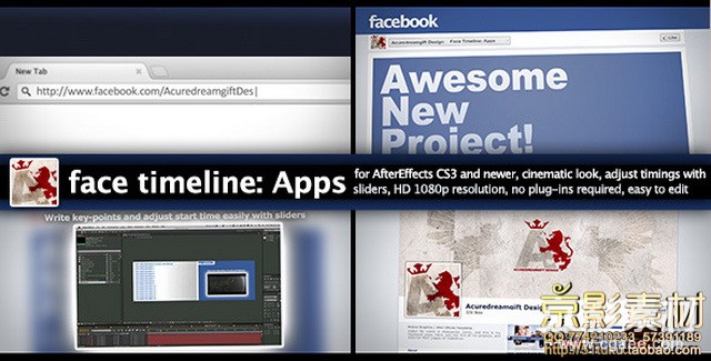 AE模板-社交网站时间线片头 Face Timeline Apps