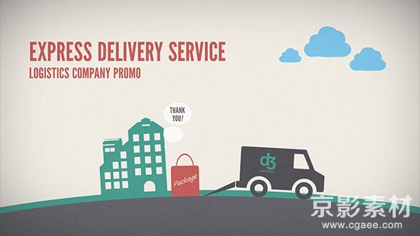 AE模板-扁平化MG卡通物流公司宣传片头 Logistics Company Delivery Promo