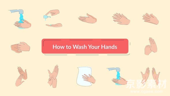 AE模板-洗手动画视频演示片头 Wash Hands 26219011