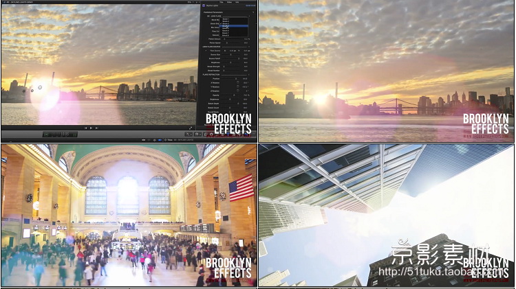 FCPX插件 Skyline Lights-自定义镜头炫光光晕效果插件Final Cut Pro X 插件