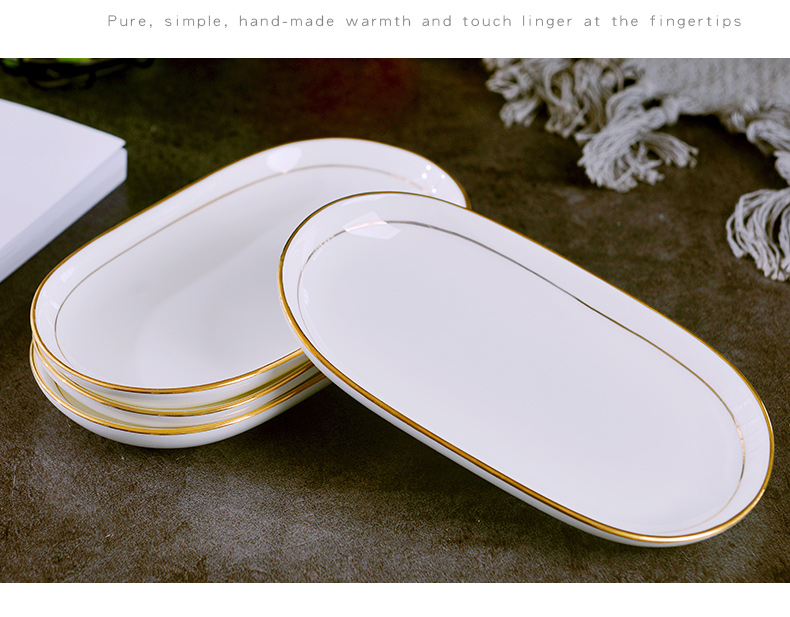 Jingdezhen ceramic towel up phnom penh dish creative household oval dessert plate hotel set up special ceramic plates